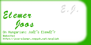 elemer joos business card